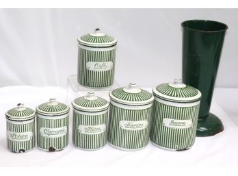 Vintage French Green & White Enamelware With Labels Made In France By B.B. Torseine Have A Makers Mark