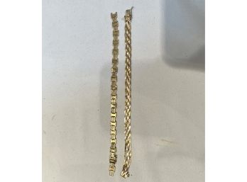 Two 14k Gold Bracelets - One YG, One Tricolor Gold 11.6 DWT