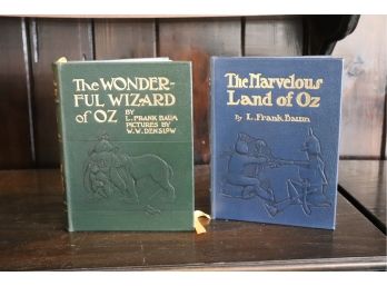 2 Vintage Leather Bound Books By Eastman Press Includes The Wonderful Wizard Of Oz & Marvelous Land Of Oz