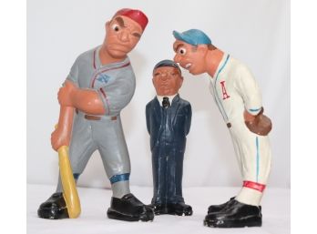 Vintage 1940's Rittgers Baseball Chalkware Ceramic Figures