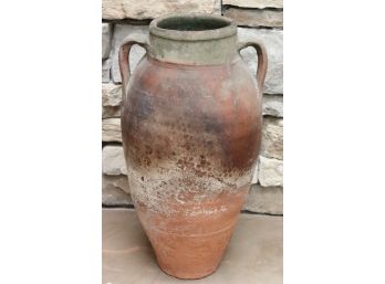 Tall Hand Built Southwestern Rustic Clay Urn With Handles