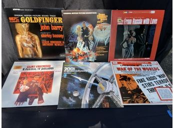 Six Lps/Soundtracks Goldfinger, A Fistful Of Dollars, 2001 A Space Odyssey & War Of The Worlds & More