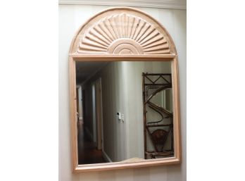 Large Vintage Wood Wall Mirror With A Scalloped Shaped Crown, Great Accent Piece For Any Wall!