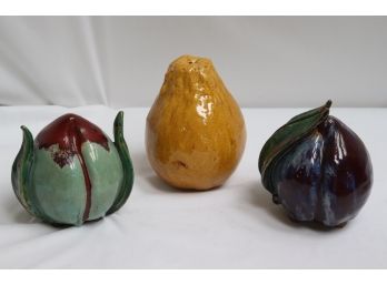 Very Pretty Gourd Shaped Ceramic Pieces, One Piece Is Marked On The Bottom As Pictured