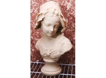 Beautiful Resin Bust Of A Pretty Woman Signed On The Back
