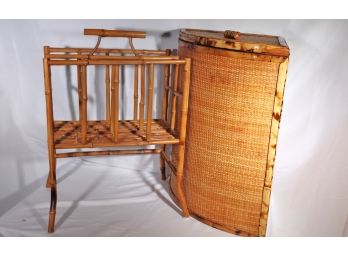 Bamboo Asian Style Magazine Stand & Laundry Basket