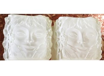 Art Deco Style Tissue Boxes With Facial Design Made From A Heavy Plastic