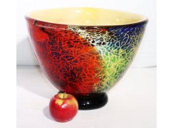 Stunning Shimmery Handmade Art Glass Colorful Centerpiece Bowl By Badash