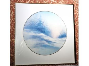 Pretty Framed Print Beautiful Snow-Covered Field Signed By Artist Arnold Alamez