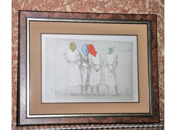 The New Land Miriam Ecker Framed Pencil Etching 191/250 Needs To Be Reset In The Frame