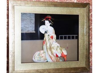 Pretty Geisha Scene In A Shadow Box Frame