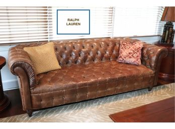 Ralph Lauren Brown Leather Tufted Sofa (We Have 2 Of These In Different Lots)