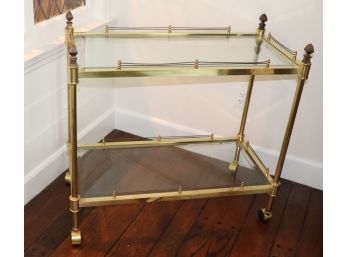 Metal And Glass Bar Cart With Brass Finish