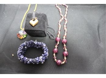 Jewelry Lot With Blue Stone Bracelet
