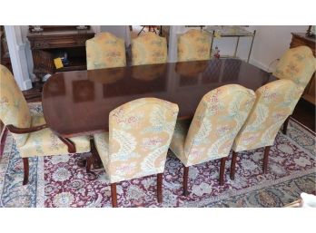 Dining Room Table With 10 Upholstered Chairs By Century Furniture And Old World Weavers Fabric
