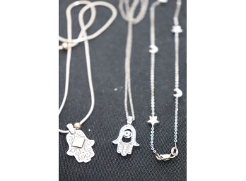 Sterling Silver Necklaces And 14KT Moon And Star Bracelet