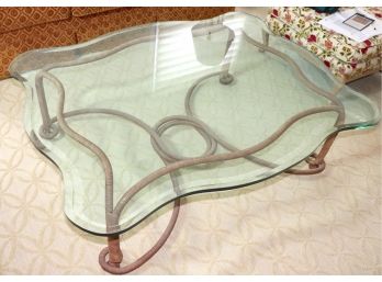 Large Metal And Glass Snake Like Rope Twisted Coffee Table