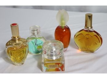 Lot Of 5 Assorted Women's Perfumes: Gucci, L Air Du Temps, Escada, Cloe, Benefit
