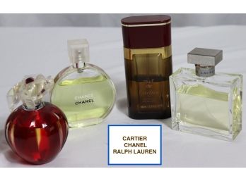 Lot Of 4 Assorted Women's Perfumes: Chanel, 2 Cartier, Ralph Lauren