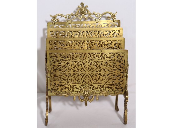 Highly Ornate Antique Victorian Brass Letter Holder With Scrolled Detail Throughout