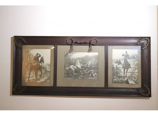 Vintage Horse Racing Prints With Mounted Accents On The Frame