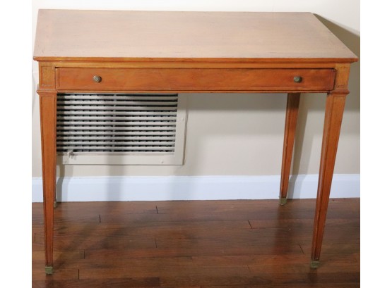 1950s Walnut Desk With Sides That Extend, Brass Tips On The Feet, Quality Tongue & Groove Wood Work