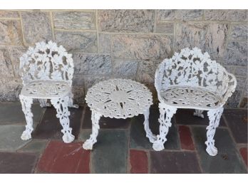 Vintage Cast Iron Garden Chairs & Table Set