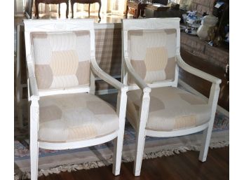 Pair Of Accent Chairs With Shell Motif, Solid Chairs Will Look Great Refinished!