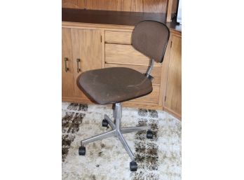 Vintage MCM Style Swivel Office Chair Made In Denmark For Labofa With A Padded Cushion & Backrest