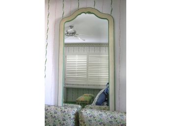 Vintage Wood Wall Mirror With Painted Green Edges Appx. 30 Inches X 60 Inches
