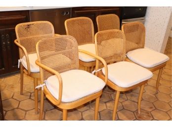 6 Light Weight Bentwood Chairs With Cane Seating