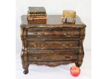 Diminutive Chest With Antique Books, Includes A Waterford Crystal Cube. Small Brass Finished Trinket Box