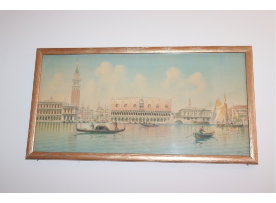 Enchanting Watercolor Painting Of Venice Signed By Listed Artist Umberto Ongania