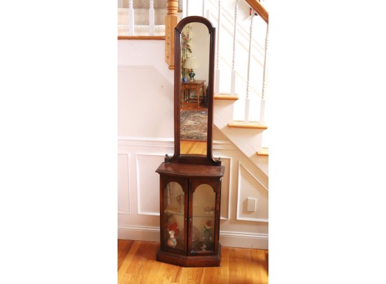 Nice Diminutive Display Cabinet With Tall Attached Mirror