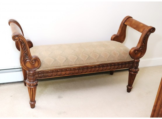 Decorative Bench With Scrolled Arms & Acanthus Leaf Border