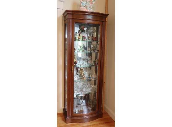 Curved Front Display Cabinet By Jasper Cabinet With Mirrored Back & 5 Glass Shelves