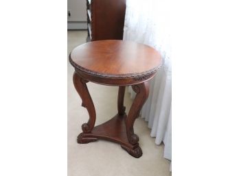 Empire Style Round Side Table With Carved Legs & Border In Very Good Condition