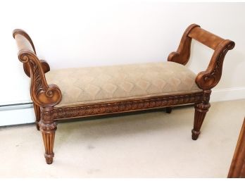 Decorative Bench With Scrolled Arms & Acanthus Leaf Border
