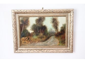 Small Antique Landscape Painting On Board Signed By The Artist