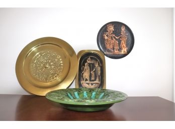 Lot Of Assorted Vintage Worldly Decorative Items With Egyptian, Aztec & Astrological Pieces