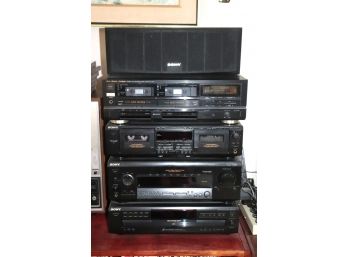 Sony Music System With Cassette Player, CD Changer, Speaker, Remote & More