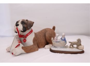 Vintage Sandcast Puppy With Sneaker & Sleigh Ride Figurine