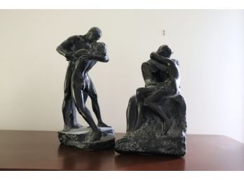 Two Plaster Statues Of Embracing Lovers
