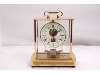 Seth Thomas Antique Style Brass & Glass Encased Table Clock With Battery