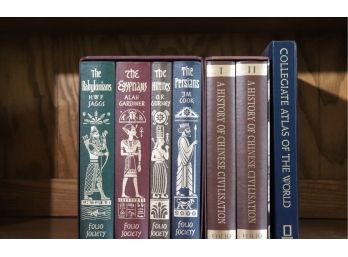 Lot Of 7 Vintage Hard Cover Books With Historical Novels By The Folio Society, A History Of Civilization &