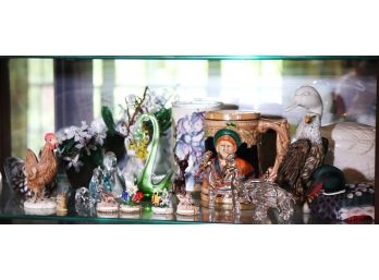 Lot Of Mixed Small Decorative Items With Glass Animals, Bird Figurines & More