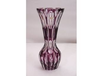 Lovely Purple Cut To Clear Crystal Vase Made In Germany
