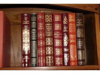 Lot Of 8 Easton Press Leather Bound Books With Brave New World, Paradise Lost, The Red Badge Of Courage, Tales