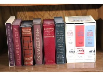 Lot Of 9 Hard Cover Books From The Folio Society & Random House With Alexander The Great, The Civil War & More