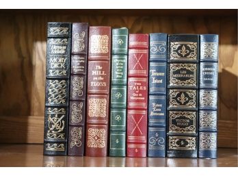 Lot Of 8 Easton Press Leather Bound Books With Moby Dick, Treasure Island, Les Misrables & More